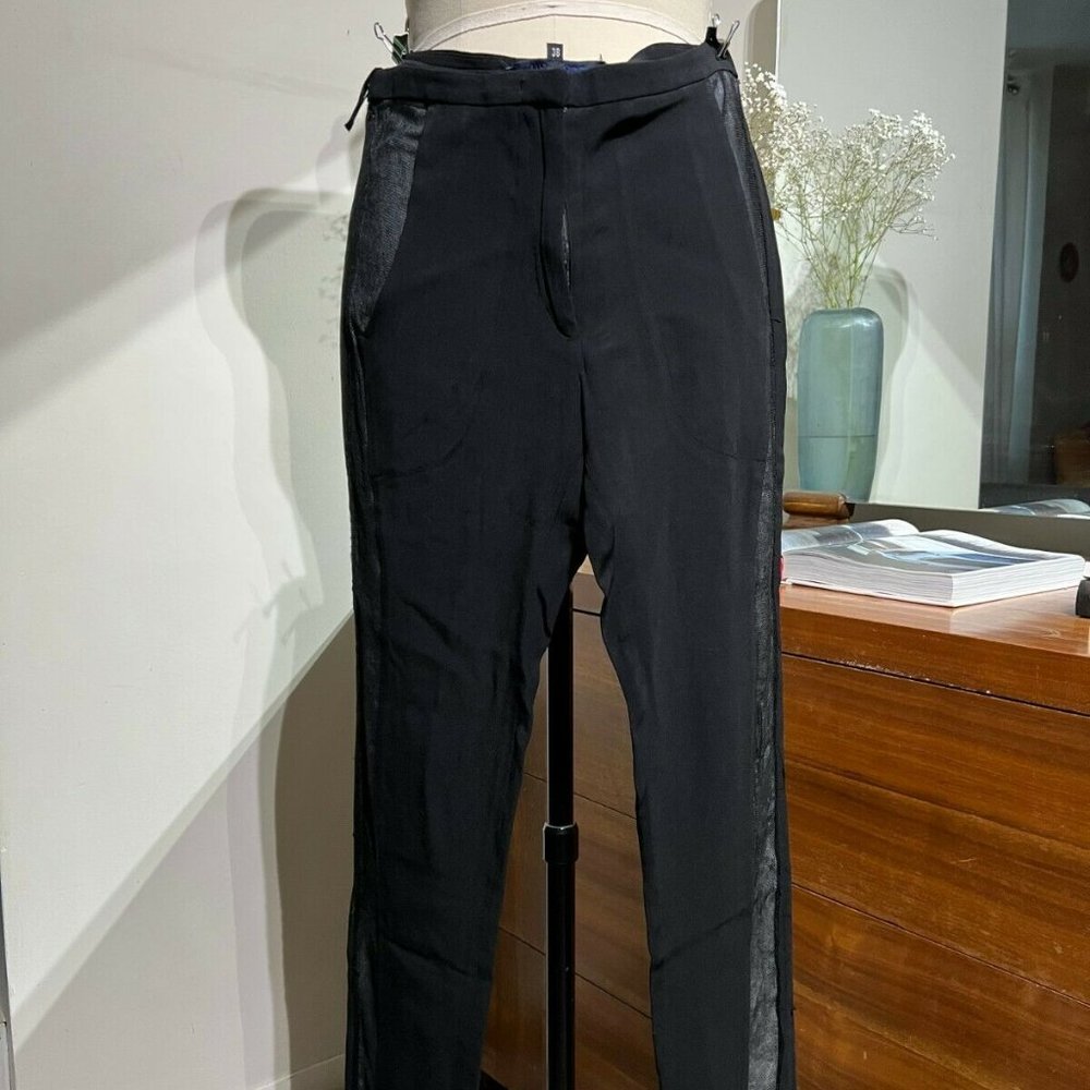 1200$ SHARON WAUCHOB TROUSERS BLACK SILK SIZE 38 XS
